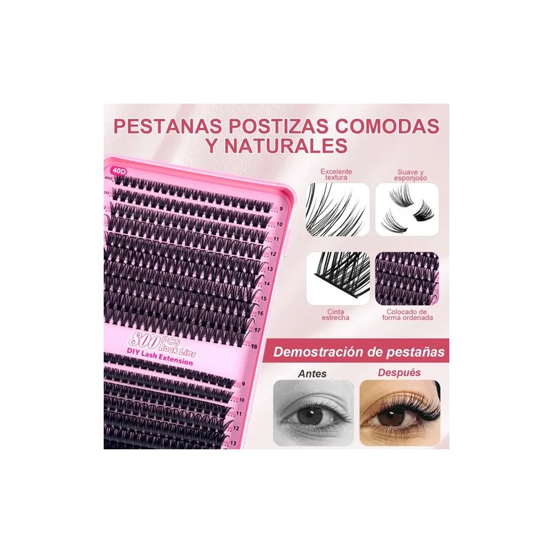 Extensiones De Pestañas 9-18mm 800pcs Para Maquillaje Diy