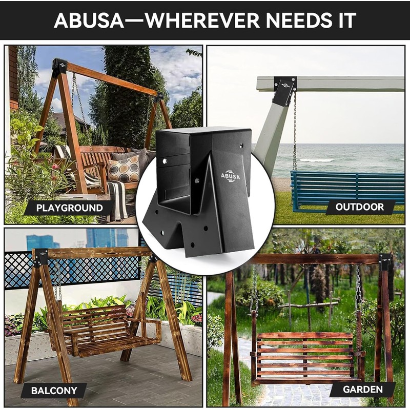 ABUSA Heavy Duty Swing Sets Brackets Including 2 Black A-Frame