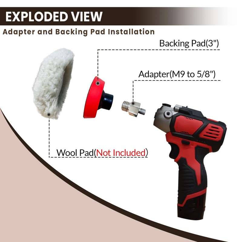 Buffing Polishing Kit for Milwaukee M12 Polisher/Sander,Includes M9 to 5/8-11