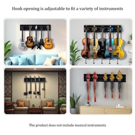 YCXYQ Black - 5 Hooks Guitar Wall Mount Multiple Wall Hanging Aluminum Alloy Wall Rack Multifunctional Opening Adjustable Hook Guitar Bass Violin Erhu Hulusi Universal Display Rack