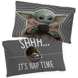 Jay Franco Jay Franco Star Wars The Mandalorian Coffee 2 Pack Pillowcase - Double-Sided Kids Super Soft Bedding Features Baby Yoda