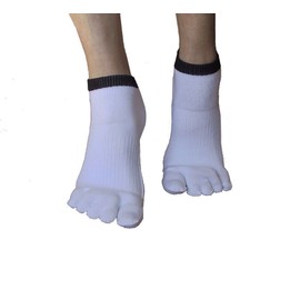 Bunion Prevention Fuzzy Five-toe taping socks, Sneaker Type, 10.2 - 11.0 inches (26 - 28 cm), White (2 Colors and 3 Sizes)