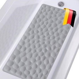 NYPOS bath mat non-slip (80x40 cm) | mildew free & machine washable | Anti-slip mat, bathtub insert in Grey