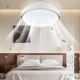 Klmeiday Modern Bladeless Ceiling Fans with Lights and Remote, Reversible, DC Motor 6 Speeds, Stepless dimming and CCT 3000K-6000K LED Lights for Bedroom,Baby/Kids Room (Starry Sky, 17.72IN)