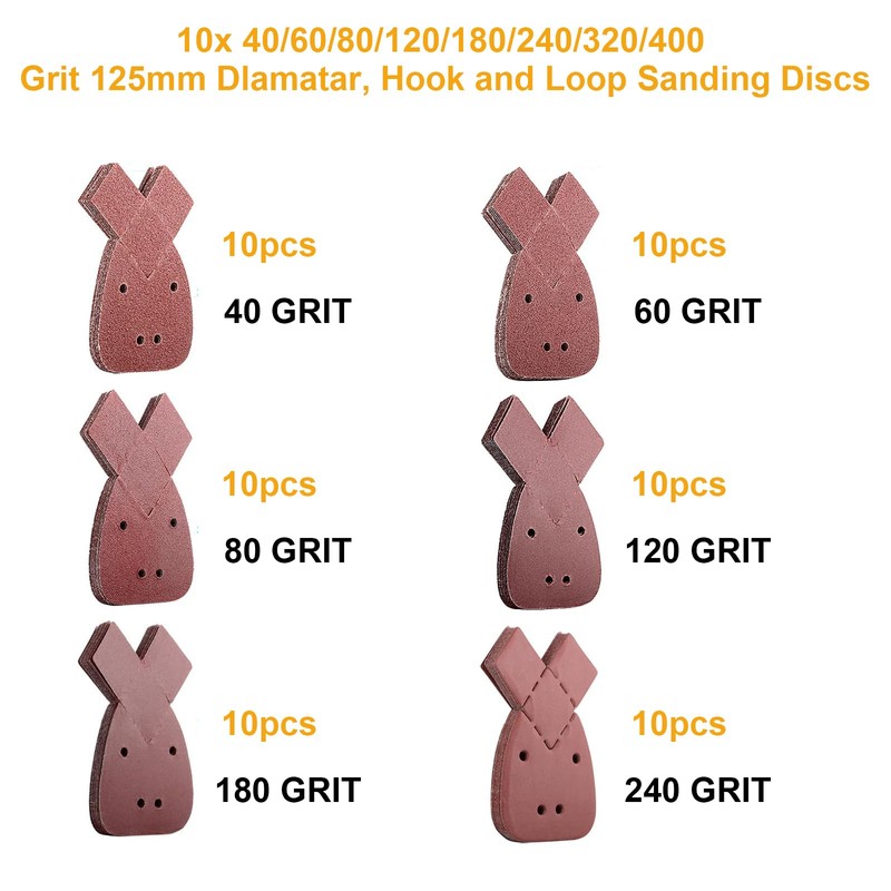 60pcs Black and Decker Mouse Sander Pads, 10 x 40/60/80/120/