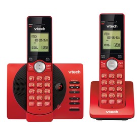 VTech DECT 6.0 Dual Handset Cordless Phones with ITAD, CID, Backlit Keypads and Screens, Full Duplex Handset Speakerphones, Call Block Red - CS6929-26