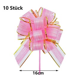 Ainmto Pack of 10 Large Gift Bows (16 cm), Gift Ribbons Pull Bow, Pink, Decorative Bow for Gift Wrapping, Car Decoration