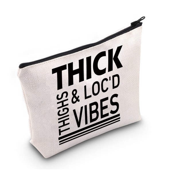 LEVLO Black Women Inspired Gifts Thick Thighs And Loc'd Vibes Makeup Bags Women Afro Diva Melanin Travel Toiletry Bags(Loc'd Vibes)