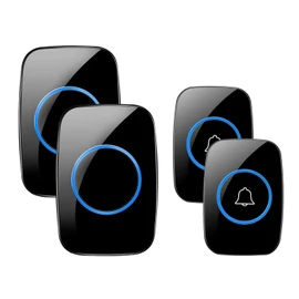 Wireless Doorbell, Waterproof Door Bell Kit, Distinguish Front and Rear Doors, Over 1000 feet Range and 60 Chime, 5 Levels Volume and LED Flash, for Home Office Classroom