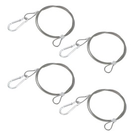 MECCANIXITY 4 Inch Safety Cable Lock, 1/16'' Stainless Steel Cable with Loops Security Wire Lock for Hanging Lighting Luggage Plant Pictures, Pack of 4