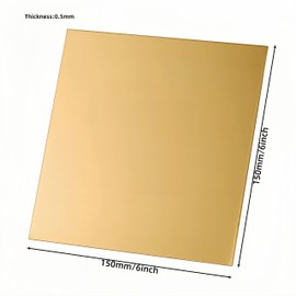 2Pcs Brass Sheet Plate 6" x 6" x 24 Gauge(0.5mm), H62 Brass Plates Metal,Double-Sided Protective Film. (24 Ga Thickness)