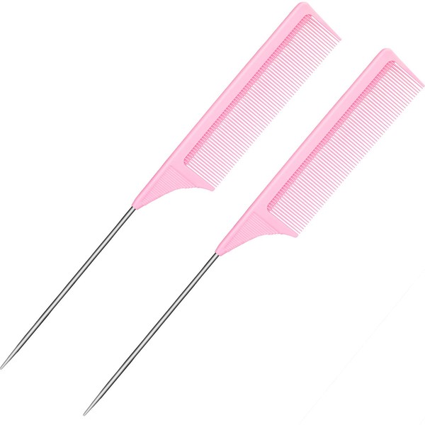 2 Pieces Tail Combs Carbon Fiber Teasing Combs Rat Tail