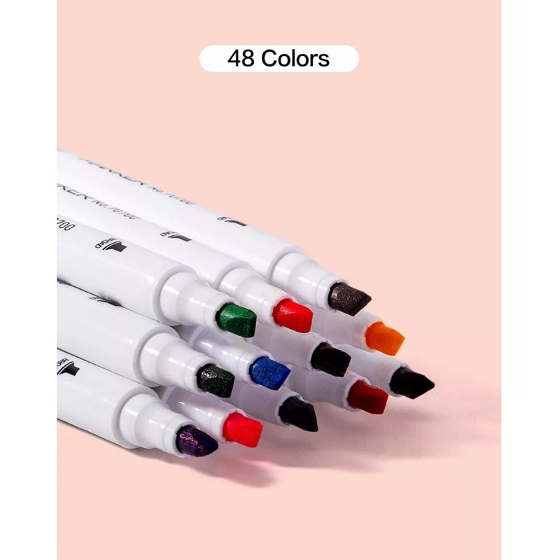 Deli Plumones Doble Punta Permanentes Caja De Almacenamiento 48pz