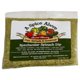 A Spice Above 5 Pack Variety Dips, Mixed Seasonings Packets Includes Aged Alpine Asiago, Stuffed Artichoke, Loaded Baked Potato, Oven Roasted Garlic, Spectacular Spinach, Gluten-Free, No MSG, All Natural, No Preservatives, Vegetable Dip, Keto Friendly, Low Carb, Easy to Make