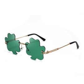UTTPLL - Disfraz de San Patricio de San Patricio, diseño irlandés de trébol de cuatro hojas, anteojos de trébol de la suerte para mujeres y hombres, con marco de metal, para fiestas, accesorios