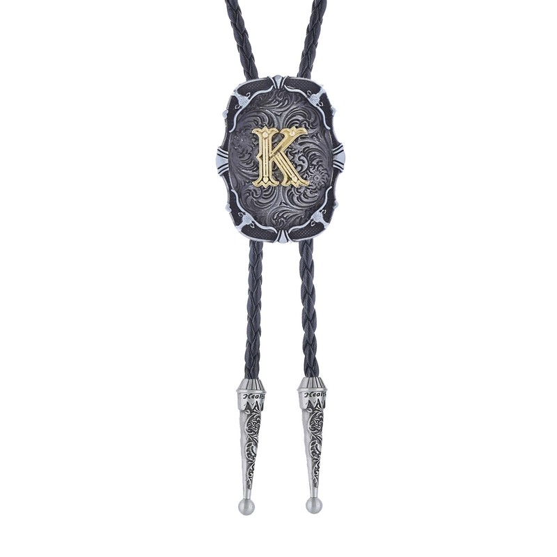 Btilasif Bolo Tie for Men, Initial Letter A-Z Western Cowboy