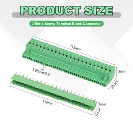 sourcing map 2 Set 22-Pin 5.08mm/0.2" Pitch PCB Mount Screw Terminal Block Connectors No Soldering 2EDGKD Male & Female Connectors Plug for 28-10AWG