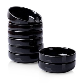 DELLING 8 PACK Dipping Bowls Set, Ceramic Dipping Sauce Dishes, 3.5 Oz Soy Sauce Dish, Side Dish Bowls, Small Bowl/Dish for BBQ, Condiments, Appetizer, Dessert, Sushi, Party - Black