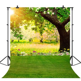 Spring Easter Backdrop for Photography Spring Pictures Nature Forest Scenery Tree Grass Sunshine Wall Decor Floral Photo Background Newborn Baby Shower Kids Photoshoot Banner 6x8FT DU12C