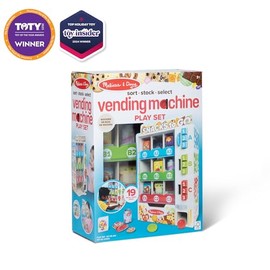 Melissa & Doug Sort-Stock-Select Wooden Vending Machine Toy with Play Food, Mini Vending Machine Toys & Play Money, Preschool Toys for Kids Ages 3+