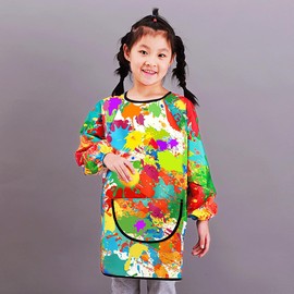 MESU Kids Art Smocks Long Sleeve Apron Waterproof Artist Painting Children Apron Graffiti M