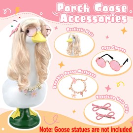 ZYIDBNG Porch Goose Wigs Blonde 1 Pack with Hair Clips Porch Goose Braid Wigs Summer Girl Style Outdoor Decor for Lawn Goose Statues