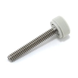#6-32 x 1" Thumb Screw Stainless Steel - Gray Knurled Round Plastic Knob - Standard/Coarse Thread Thumbscrew - Length: 1.000" - Proudly Built in USA - Package of (4)