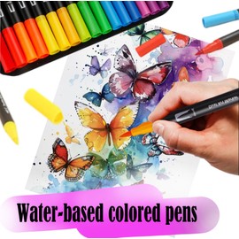 Dual Brush Markers Pens, 72 Artist Coloring Marker Set, Fineliner & Brush Tip Pen with Premium Case for Adults Coloring Dual-Tip Art Markers Set with Storage, Professional Colours Double-Ended Design