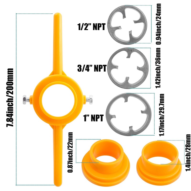 Treki 6Pcs PVC Pipe Thread Maker Tool, Plastic Pipe Round