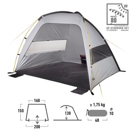 High Peak Rapid Beach 80 Beach Shelter Grey