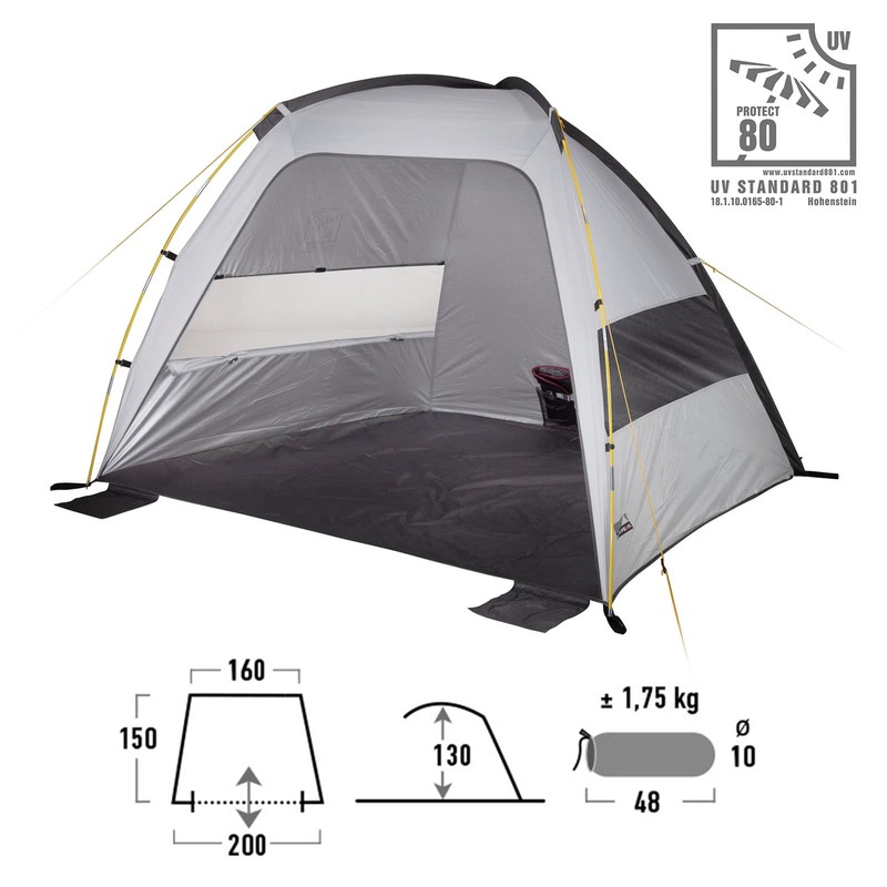 High Peak Rapid Beach 80 Beach Shelter Grey