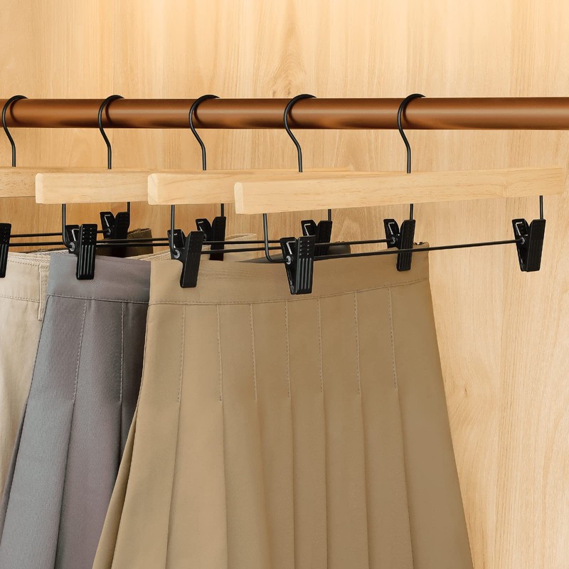 TOPIA HANGER Pants Hangers 10 Pack, Wooden Clothes Hangers with