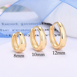Creolen Silber 925 für Damen Ohrringe Gold Chunky Creolen Hypoallergen Ohrringe für Herren Mädchen Cartilage Helix 10MM Gold