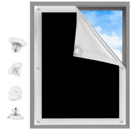 MUHOO Blackout Blind, No Drill Blinds Blackout Curtain with Suction Cups, UV and Sun Protection Blackout Curtain, 100% Opaque Roof Window Blind for Bedroom/Nursery/Loft/Travel, Black (48x93cm)