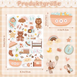 JANYUN Pack of 424 Baby Album Stickers, Baby Photo Album Stickers, 8 Sheets, DIY Children's Photo Album Stickers, Brown Baby Stickers for Photo Album, Calendar, Scrapbook, Party Decoration