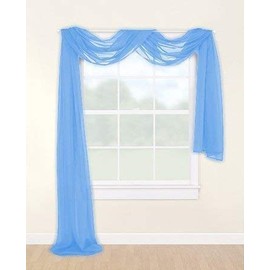 Luxury Discounts Beautiful Elegant Solid Sky Blue Sheer Scarf Valance Topper 40" X 216" Long Window Treatment Scarves