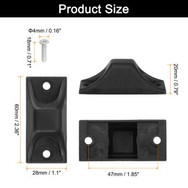 sourcing map 4Pcs Luggage Replacement Pads, Plastic Luggage Stand Feet Stud, Suitcase and Travel Gear Bottom Side Accessories with with Screws, Nuts and Washers, Black (60x28x20mm)