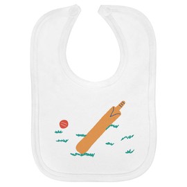 Azeeda 'Cricket bat and ball' Soft Cotton Baby Bib (BI00053016)