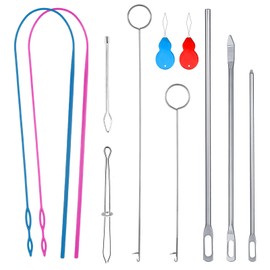 11pcs Drawstring Threader Tool, Flexible Needle Metal Drawstring Threader Tweezers Loop Hook Sewing Loop Kit for Fabric Clothes Jackets Coats Hoodies Sweatpants