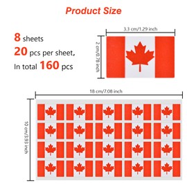 160 Pcs Small Canada Flag Stickers, Vinyl Maple Leaf World Cup Decal Stickers Canada Day Decorations Flat Heart Stickers Waterproof Canadian Flag Stickers for Car Laptop Window Water Bottle Notebook