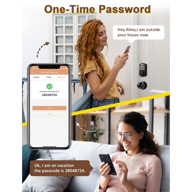 Tinewa Fingerprint Door Lock with 2 Door Knobs - Keyless