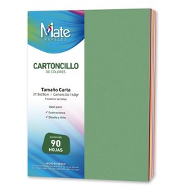 Mate | Cartoncillo 160 G | Colores | 90 Hojas | Escolar