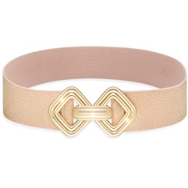 MESU Women Wide Stretchy Belts Waist Elastic Waistband for Dresses Pink Band Gold Buckle 80CM