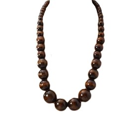 COLORFUL BLING Ethnic Natural Wood Beads Necklace for Men Women Africa Wooden Chain Chunky Strand Necklace Statement Hip Hop Jewelry-brown 75cm