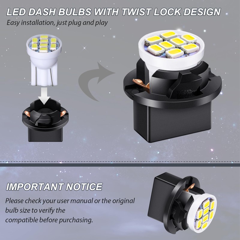 Frienda 40 Pcs T10 194 168 LED Dash Instrument Light
