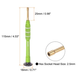 sourcing map Aluminum Precision Screwdriver 2.5mm Magnetic Socket Head Swivel Lid Screw Driver for Phone Watch Glasses Electronics Repair