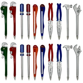 Maydahui 20PCS Hardware Hand Tool Pens Novelty Shape Black ink Ballpoint Pen Pipe Wrench Pincer Pliers Art Knife Spanner Hammer Screwdriver for School Skilled Worker