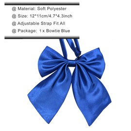 iRIIRIO Lazo preatado a rayas para mujer, corbata de lazo ajustable, corbatas preatadas, uniforme casual (4 piezas), Azul / Patchwork, Medio Talla