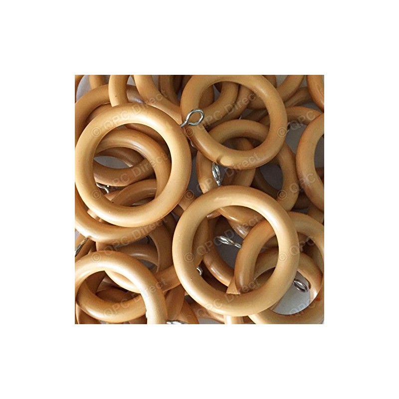 Deville 28mm Wooden Wood Curtain Rings, Natural, 10 PACK