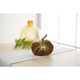 6.25 inch Velvet Pumpkin, Modern Rustic Mantle Decor, Entryway Decor, Farmhouse Cozy Home Decor, Table Centerpiece (Luxe Brass)